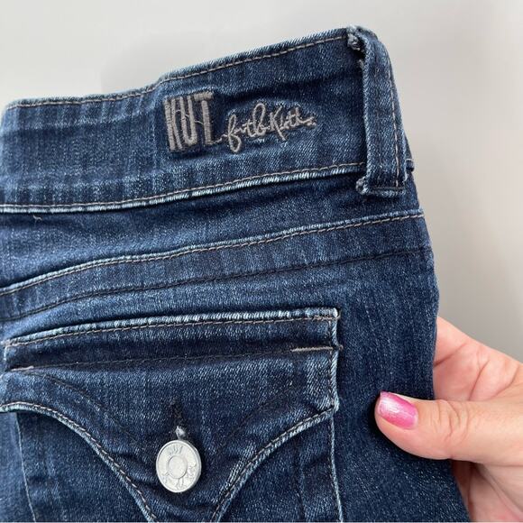 Kut From The Cloth Denim Dark Wash Bermuda Long Length Modest Jean Shorts Size 8 - Picture 2 of 7